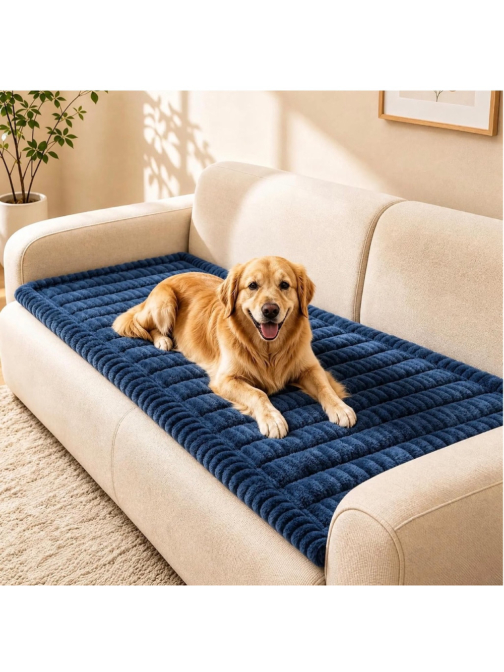Bietyone Waterproof Dog Couch Cover Protector, One Size, Blue and White